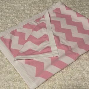 Pottery Barn Kids Pink and White Chevron blanket
